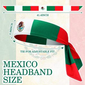 Vente en gros de bandeaux drapeau du Mexique, bandanas mexicains avec drapeau national, bandeaux anti-transpiration pour hommes, femmes et sport - Product Image 2