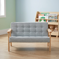 Canapé inclinable pour enfants en bois massif écologique avec coussin en tissu PU, chaise durable pour tout-petits, idéal pour l'école, la chambre et le salon
