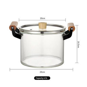 Marmite à soupe et ragoût en verre borosilicate haute résistance au feu, design européen, compatible lave-vaisselle, compatible gaz et induction, avec poignée en bois - Product Image 5