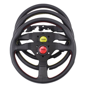 14 pouces 350mm universel 14 pouces noir jaune rouge couture droite JDM <span class=keywords><strong>Tuning</strong></span> <span class=keywords><strong>volant</strong></span> en cuir à rayons plats avec logo MO - Product Image 1