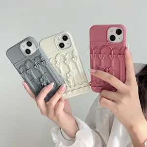 豪华设计祈祷天使3D图案硅胶外壳适用于iPhone 12/13/14保护手机外壳适用于iPhone 15 Pro Max