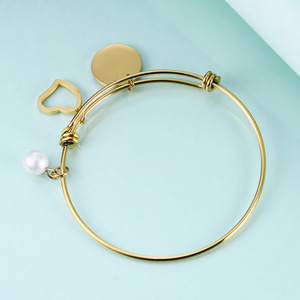 Bracelet à breloques réglable plaqué or 18 carats avec perle en forme de cœur, bijoux pour femmes, à porter au quotidien - Product Image 3