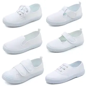 wholesale comfortable designers white black canvas leather baby kids boys girls children dress school shoes
