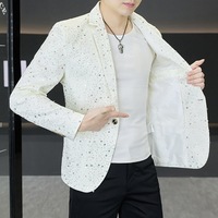 Nouvelle veste de costume homme à simple boutonnage, style coréen, mode, à sequins, infroissable, coupe ajustée, blazer décontracté, col cranté, machine