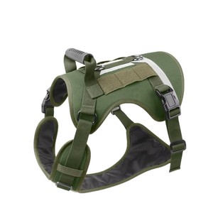 Harnais tactique pour chien, harnais en nylon robuste, harnais réfléchissant réglable anti-traction avec poignée pour la promenade et l'entraînement - Product Image 5
