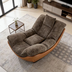 Sillón de Salón de Tela de Lujo Moderno, Sillón de Tela Afelpada, Sofá Perezoso Tapizado para Sala de Estar, Muebles para el Hogar - Product Image 1