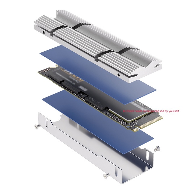 TEUCER M.2-9 Aluminum Thermal Conductive Armor 2280 NVMe PS5 Computer Case Extension Ball Bearing Fans Cooling for SSD Heat Sink