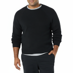 Pulls cardigan à col rond pour hommes unisexe coupe décontractée respirante à manches longues pull côtelé décontracté - Product Image 1