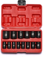 Jeu de douilles à chocs peu profondes 14 pièces, entraînement carré 1/2 pouce, de 3/8 à 1-1/4 pouce, CR-V SAE 6 points, finition phosphate noire