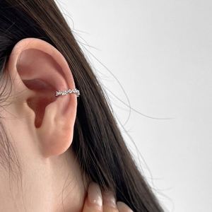 Dylam Fashion Design Hypoallergenic 925 Sterling Silver Rhodium 18K Gold Plated C Shape 5A Cubic Zirconia Hoop <b>Cuff</b> <b>Earrings</b> - Product Image 5