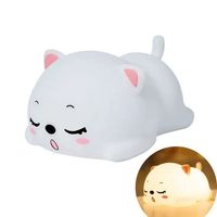 Lampe pour chat mignon en silicone Veilleuse animale à 3 niveaux de luminosité Veilleuse LED pour chat pour enfants