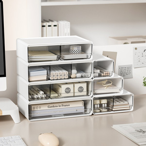 Desktop <b>Drawer</b> <b>Storage</b> <b>Box</b> Transparent Organizer For Makeup Office Desk Bathroom Use Rectangle Standing Type 1 Layer - Product Image 5