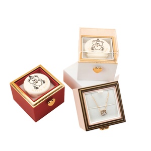 Valentine's Day Jewelry <b>Gift</b> <b>Box</b> Set Modern Simple Luxury Plastic Bear <b>Cake</b> Embossed Square Fashion Packaging Full Set - Product Image 3