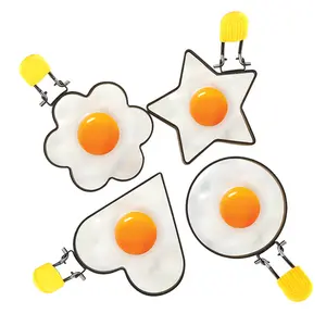 Trứng Vòng Cho Chiên Trứng 4 Hình Dạng Thép Không Gỉ Bánh Khuôn Với Chống-Bỏng Xử Lý Không Dính Trứng Shaper Khuôn Cho Trứng Chiên