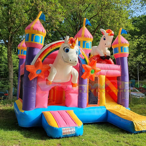 Château gonflable licorne combiné en vinyle avec trampoline gonflable et maison de rebond, expédition par mer - Product Image 5