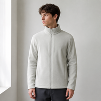 Veste technique en polaire pour homme, col roulé, fermeture éclair intégrale, couleur unie, décontractée, hiver, imperméable, écologique, personnalisable avec étiquette privée sur le devant