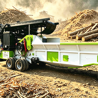 Broyeur de bois automatique à moteur diesel, déchiqueteuse de troncs d'arbres, broyeur à marteaux pour déchets forestiers et agricoles