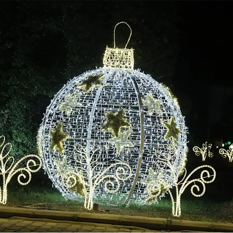 Decorative Led Lights Lighting Outdoor Commercial Xmas Decoration Giant Led Christmas Ball 3d Motif Lights