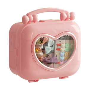Heart Shaped Hair Accessory Storage Box For Kids With Visible Compartment Large Capacity Organizer For Toys And Stationery - Product Image 5