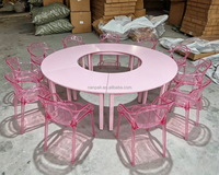 Table d'activités modulaire incurvée, table de jeu combinée en demi-cercle et en forme de S, table ronde d'extérieur pour aire de jeux, café, école maternelle
