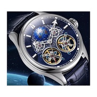 Montres mécaniques automatiques en acier étanches avec double tourbillon et calendrier, design d'usine et personnalisation par lots, pour marque privée