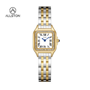 Orologi al quarzo da <span class=keywords><strong>donna</strong></span> di lusso nuovo <span class=keywords><strong>elegante</strong></span> cinturino in acciaio inossidabile oro diamante quadrante quadrato in scala romana di bellezza della moda - Product Image 6