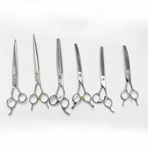 SUS 440C Pet Hair Scissors 7.5 inch Straight Grooming Scissors Shear with Swivel Thumb for Dog Hair Cut