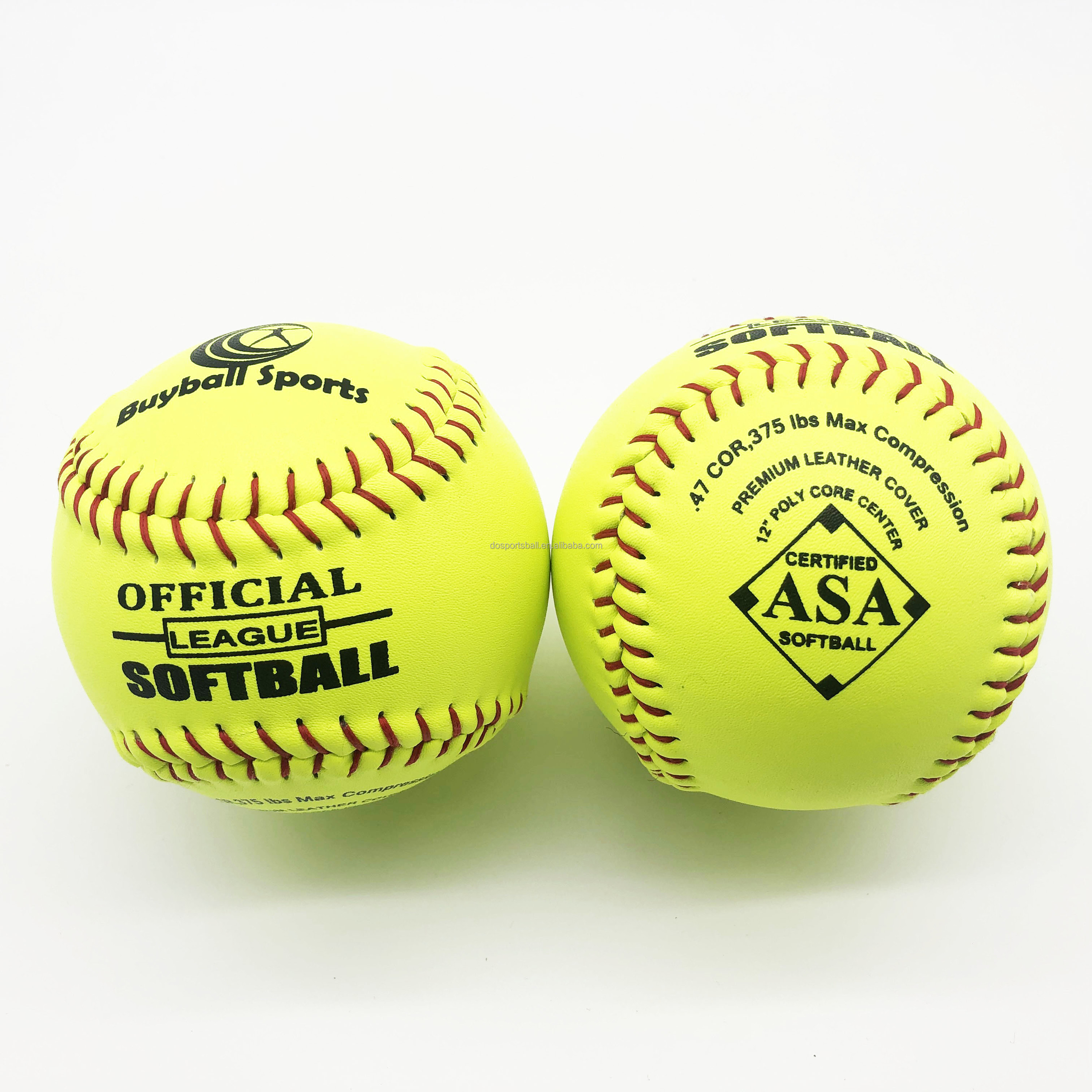 1 Douzaine De Balles De Softball Souples 12″ – Cuir Jaune, Couture Surélevée Rouge – Neuves