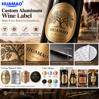 Étiquettes de vin en métal de luxe avec logo HUAMAO, aspect et toucher haut de gamme, imperméables et résistantes aux rayures
