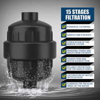 Pommeau de Douche avec Filtre 15 Étapes, Haute Pression, 5 Modes de Jet, Tête de Douche Filtrante avec Cartouche Adoucissante pour le Marché Américain