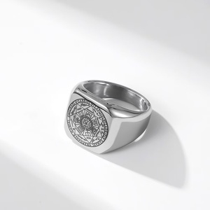 Solomon Kabbala Chunky Hexagram Seal Ring Impermeable Logotipo personalizado Anillos de banda de sello en blanco para hombres - Product Image 5