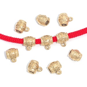 Flower Bail Spacer <b>Beads</b> | PVD Gold Plated Stainless Steel <b>Large</b> Hole Barrel <b>Beads</b> with Loop for DIY Bracelet Necklace Making - Product Image 1