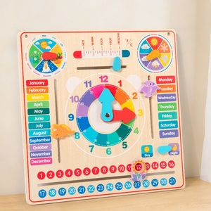 <span class=keywords><strong>Calendario</strong></span> Diario de Madera Montessori, Juguete Educativo para Niños, Regalos, Tablero de Aprendizaje Preescolar 7 en 1 para Clima, Estaciones y Hora - Product Image 1