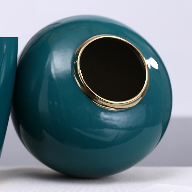 Nordic  living room tabletop interior flower arranging handicraft decoration  dark green three piece ceramic vase