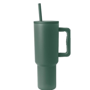 Gobelet isotherme en acier inoxydable à double paroi sous vide de 40 oz avec poignée, couvercle et paille – Vente en gros - Product Image 3