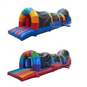 Parcours d'obstacles gonflable commercial pas cher - Rainbow Color Rush 12,8x2,4m PVC Capacité 20 personnes Amusement pour tous les âges - Product Image 1