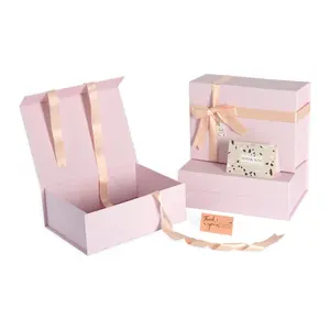 Personalized golden supplier foldable present bridesmaid proposal wedding packaging gift box for dress