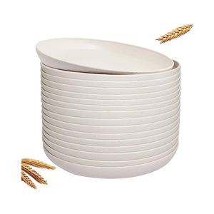 Supernal Ensemble d'<span class=keywords><strong>assiettes</strong></span> à dîner <span class=keywords><strong>en</strong></span> paille de blé <span class=keywords><strong>en</strong></span> <span class=keywords><strong>bambou</strong></span> de 16 pièces allant au micro-ondes et au lave-vaisselle léger réutilisable pour les fêtes pique-niques - Product Image 1