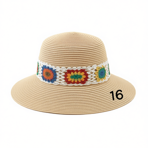 Sombrero de Paja con Adorno de Encaje Blanco, Estilo Escamas de Pescado, Unisex, para Playa y Verano - Product Image 1