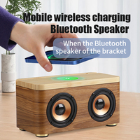Altavoz Inalámbrico de Madera con Carga Inalámbrica RGB de 15 W con Resistencia al Agua IPX4 para Actividades al Aire Libre, Cine en Casa y Uso con Teléfonos Móviles