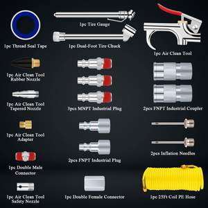 Kit de 20 pièces d'outils pneumatiques à connexion rapide, série souffleur, compresseur d'air en acier, perceuse pour réparation, personnalisation OEM prise en charge - Product Image 2