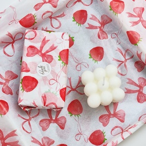 Papel de Copia con Estampado de Fresas <span class=keywords><strong>Rojas</strong></span> y Lazos, 17 g/m², 50x70 cm, para Experiencia de Desempaquetado, Relleno de Cajas de Zapatos, Embalaje de Cajas de Velas y Jabones - Product Image 2