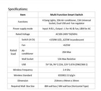 Nouvelle prise intelligente multifonctionnelle Tuya Wifi 254 combinaisons 2026 avec interrupteur, éclairage, climatisation, ventilateur et USB+C universel
