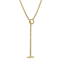 Chaîne en acier inoxydable Rolo de 5mm Fermoir à bascule en T Collier ras du cou à deux couches Collier rond à breloques en forme de cercle Collier à longue chaîne Bijoux à bricoler soi-même