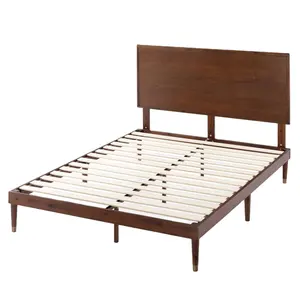 modern luxury hotel apartment furniture solid wood bed frame with mattress color walnut king queen size