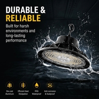 DLC pour éclairage industriel UFO en aluminium pour entrepôt, 5000K 100W-240W IP65, contrôle par interrupteur, variateur, garantie 5 ans