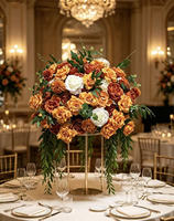 Boule de fleurs décorative personnalisée, arrangement de grande taille de 30 cm à 80 cm, fleurs artificielles en soie, roses, boule de fleurs, décoration de centre de table de mariage