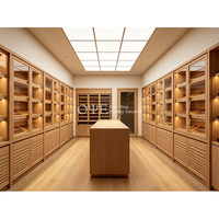 Humidor en verre sur mesure pour boutique de tabac, design classique fait main, armoire à cigares en cèdre espagnol