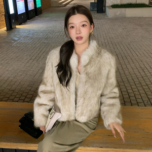 <span class=keywords><strong>Manteau</strong></span> en fausse fourrure de renard écologique pour femmes avec col montant, <span class=keywords><strong>manteau</strong></span> en fourrure épais et chaud pour l'hiver - Product Image 5
