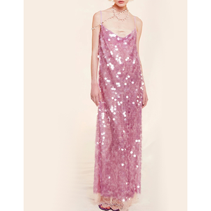 Vestido <span class=keywords><strong>de</strong></span> sirena juvenil sexy y elegante para niña, encaje <span class=keywords><strong>de</strong></span> lentejuelas <span class=keywords><strong>de</strong></span> escamas <span class=keywords><strong>de</strong></span> pescado <span class=keywords><strong>de</strong></span> lujo ligero con escote largo Halter recto, falda larga - Product Image 1